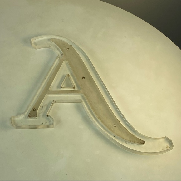 15" Vintage Reclaimed Salvage Sign Letter "A" Initial Clear Acrylic Plastic - Picture 4 of 11